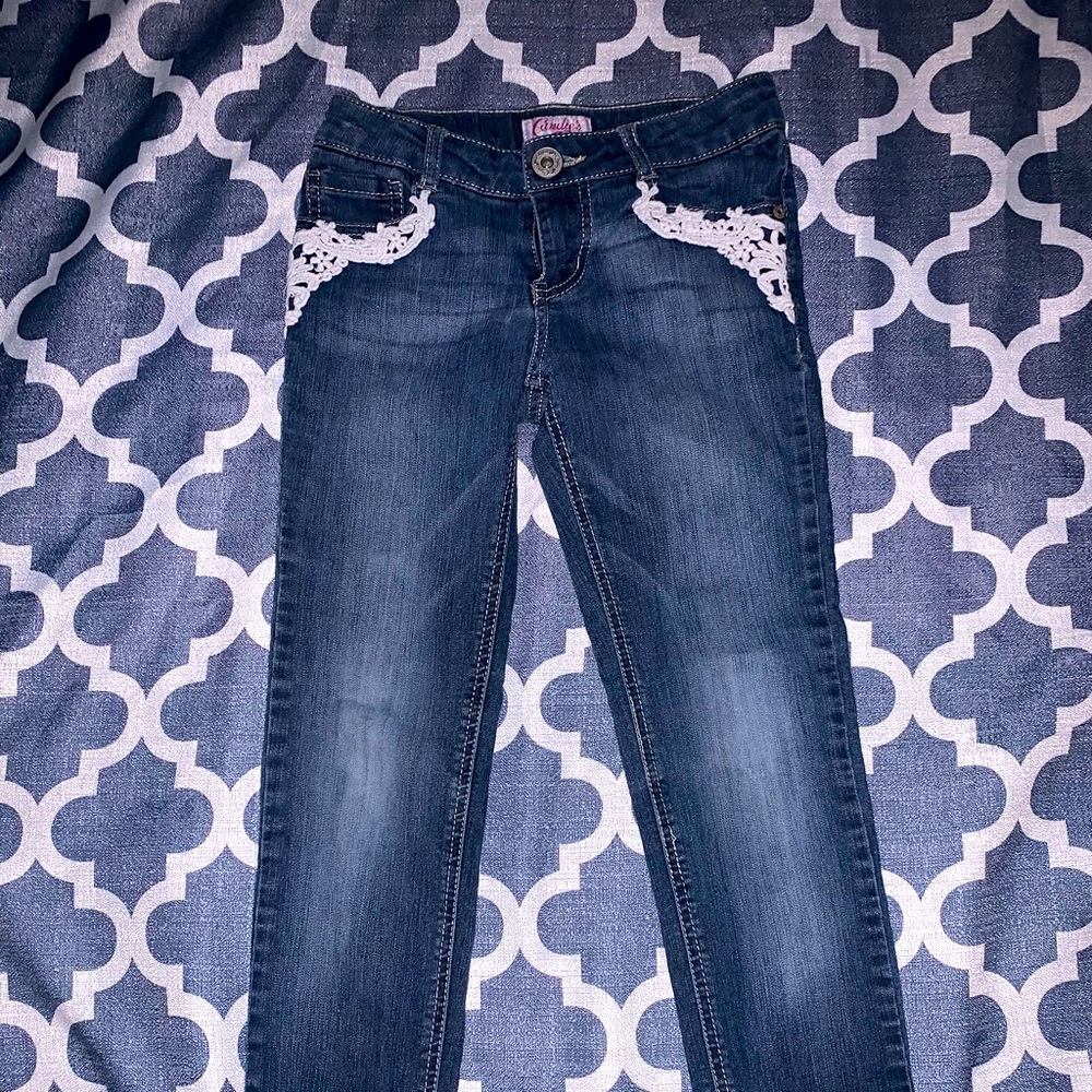Candies Girl skinny jeans with lace detail